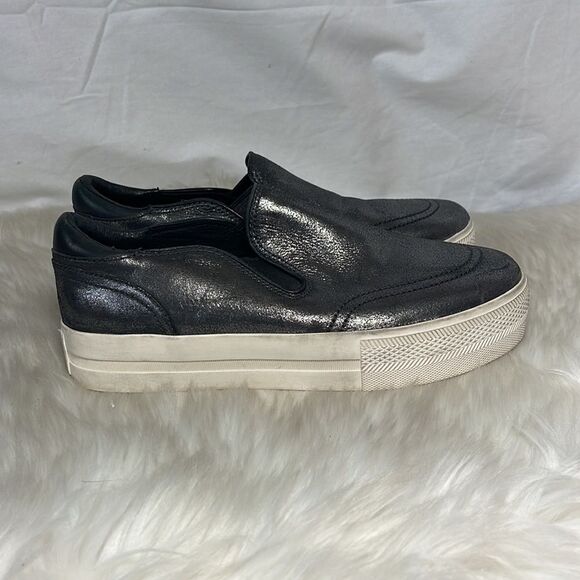 Ash Jungle Pewter Leather Platform Slip On Sneakers Sz 39/8 - Picture 4 of 7